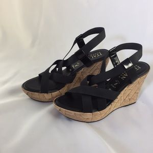Black Italian shoemaker wedges